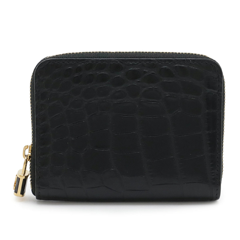 LOUIS VUITTON Zippy Wallet Coin Case Round Zipper Crocodile Exotic Leather Black